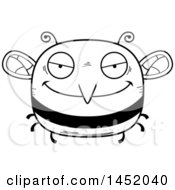 Clipart Graphic Of A Cartoon Black And White Lineart Evil Bee Character Mascot Royalty Free Vector Illustration