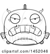 Poster, Art Print Of Cartoon Black And White Lineart Mad Catfish Character Mascot