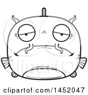 Poster, Art Print Of Cartoon Black And White Lineart Sad Catfish Character Mascot