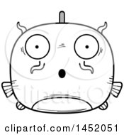 Poster, Art Print Of Cartoon Black And White Lineart Surprised Catfish Character Mascot