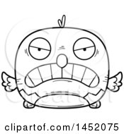 Clipart Graphic Of A Cartoon Black And White Lineart Mad Parrot Bird Character Mascot Royalty Free Vector Illustration