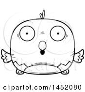 Poster, Art Print Of Cartoon Black And White Lineart Surprised Parrot Bird Character Mascot