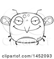 Clipart Graphic Of A Cartoon Black And White Lineart Evil Mosquito Character Mascot Royalty Free Vector Illustration
