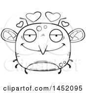 Clipart Graphic Of A Cartoon Black And White Lineart Loving Mosquito Character Mascot Royalty Free Vector Illustration