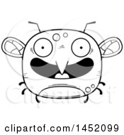 Clipart Graphic Of A Cartoon Black And White Lineart Happy Mosquito Character Mascot Royalty Free Vector Illustration