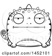 Clipart Graphic Of A Cartoon Black And White Lineart Bored Lizard Character Mascot Royalty Free Vector Illustration