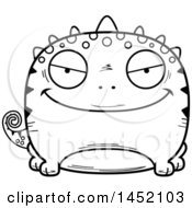 Clipart Graphic Of A Cartoon Black And White Lineart Evil Lizard Character Mascot Royalty Free Vector Illustration