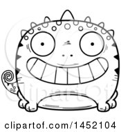 Clipart Graphic Of A Cartoon Black And White Lineart Grinning Lizard Character Mascot Royalty Free Vector Illustration