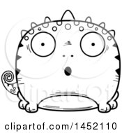 Poster, Art Print Of Cartoon Black And White Lineart Surprised Lizard Character Mascot