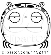 Clipart Graphic Of A Cartoon Black And White Lineart Bored Ladybug Character Mascot Royalty Free Vector Illustration