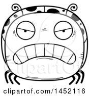 Clipart Graphic Of A Cartoon Black And White Lineart Mad Ladybug Character Mascot Royalty Free Vector Illustration
