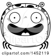 Clipart Graphic Of A Cartoon Black And White Lineart Happy Ladybug Character Mascot Royalty Free Vector Illustration