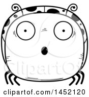 Clipart Graphic Of A Cartoon Black And White Lineart Surprised Ladybug Character Mascot Royalty Free Vector Illustration