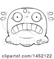 Clipart Graphic Of A Cartoon Black And White Lineart Scared Blob Character Mascot Royalty Free Vector Illustration