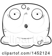 Poster, Art Print Of Cartoon Black And White Lineart Surprised Blob Character Mascot