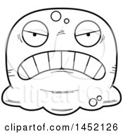 Clipart Graphic Of A Cartoon Black And White Lineart Mad Blob Character Mascot Royalty Free Vector Illustration by Cory Thoman