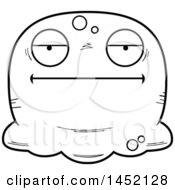Clipart Graphic Of A Cartoon Black And White Lineart Bored Blob Character Mascot Royalty Free Vector Illustration