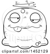 Cartoon Black And White Lineart Drunk Blob Character Mascot