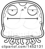Poster, Art Print Of Cartoon Black And White Lineart Bored Jellyfish Character Mascot