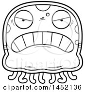 Poster, Art Print Of Cartoon Black And White Lineart Grinning Jellyfish Character Mascot