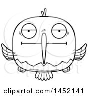 Clipart Graphic Of A Cartoon Black And White Lineart Bored Hummingbird Character Mascot Royalty Free Vector Illustration