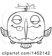 Poster, Art Print Of Cartoon Black And White Lineart Drunk Hummingbird Character Mascot
