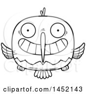 Poster, Art Print Of Cartoon Black And White Lineart Grinning Hummingbird Character Mascot