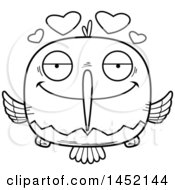Poster, Art Print Of Cartoon Black And White Lineart Loving Hummingbird Character Mascot