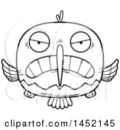 Clipart Graphic Of A Cartoon Black And White Lineart Mad Hummingbird Character Mascot Royalty Free Vector Illustration