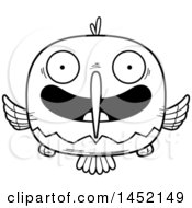 Clipart Graphic Of A Cartoon Black And White Lineart Happy Hummingbird Character Mascot Royalty Free Vector Illustration