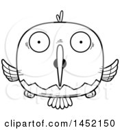 Poster, Art Print Of Cartoon Black And White Lineart Surprised Hummingbird Character Mascot