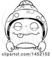 Clipart Graphic Of A Cartoon Black And White Lineart Drunk Hermit Crab Character Mascot Royalty Free Vector Illustration