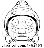 Poster, Art Print Of Cartoon Black And White Lineart Grinning Hermit Crab Character Mascot