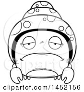 Clipart Graphic Of A Cartoon Black And White Lineart Sad Hermit Crab Character Mascot Royalty Free Vector Illustration
