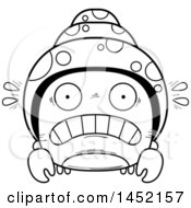 Clipart Graphic Of A Cartoon Black And White Lineart Scared Hermit Crab Character Mascot Royalty Free Vector Illustration