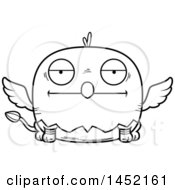 Clipart Graphic Of A Cartoon Black And White Lineart Bored Griffin Character Mascot Royalty Free Vector Illustration