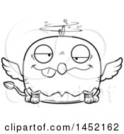 Clipart Graphic Of A Cartoon Black And White Lineart Drunk Griffin Character Mascot Royalty Free Vector Illustration