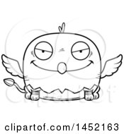 Clipart Graphic Of A Cartoon Black And White Lineart Evil Griffin Character Mascot Royalty Free Vector Illustration