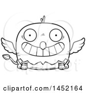 Clipart Graphic Of A Cartoon Black And White Lineart Grinning Griffin Character Mascot Royalty Free Vector Illustration