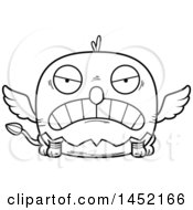 Clipart Graphic Of A Cartoon Black And White Lineart Mad Griffin Character Mascot Royalty Free Vector Illustration