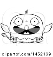 Clipart Graphic Of A Cartoon Black And White Lineart Happy Griffin Character Mascot Royalty Free Vector Illustration