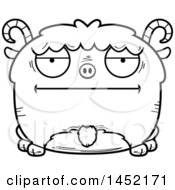 Poster, Art Print Of Cartoon Black And White Lineart Bored Goat Character Mascot
