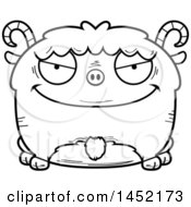 Poster, Art Print Of Cartoon Black And White Lineart Evil Goat Character Mascot