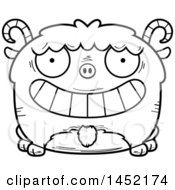 Poster, Art Print Of Cartoon Black And White Lineart Grinning Goat Character Mascot