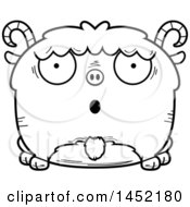 Poster, Art Print Of Cartoon Black And White Lineart Surprised Goat Character Mascot