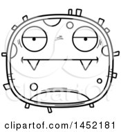Clipart Graphic Of A Cartoon Black And White Lineart Bored Germ Character Mascot Royalty Free Vector Illustration