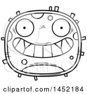 Poster, Art Print Of Cartoon Black And White Lineart Grinning Germ Character Mascot