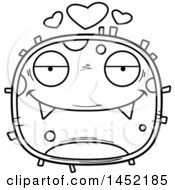 Clipart Graphic Of A Cartoon Black And White Lineart Loving Germ Character Mascot Royalty Free Vector Illustration
