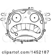 Clipart Graphic Of A Cartoon Black And White Lineart Scared Germ Character Mascot Royalty Free Vector Illustration