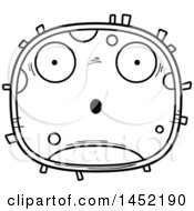 Clipart Graphic Of A Cartoon Black And White Lineart Surprised Germ Character Mascot Royalty Free Vector Illustration